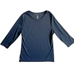 Noel Asmar Womens 3/4 Sleeve Crew Neck Black Blouse, Size M